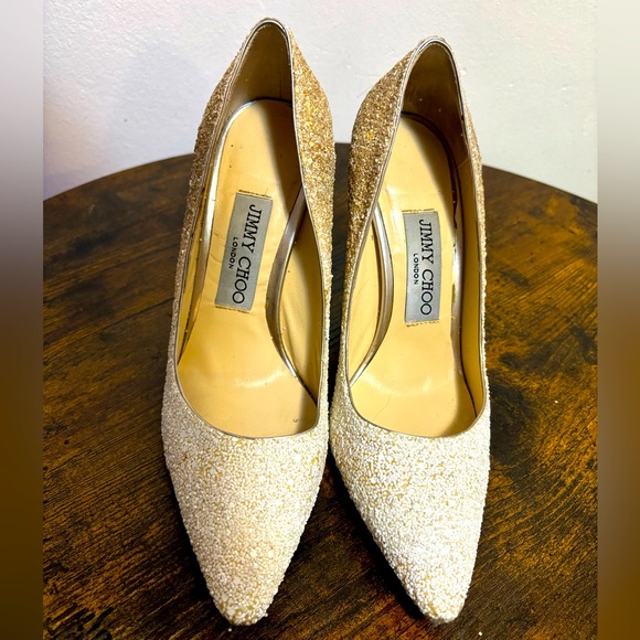 Jimmy choo Romy 100 Optic White And Light Honey Coarse glitter - Picture 2 of 3